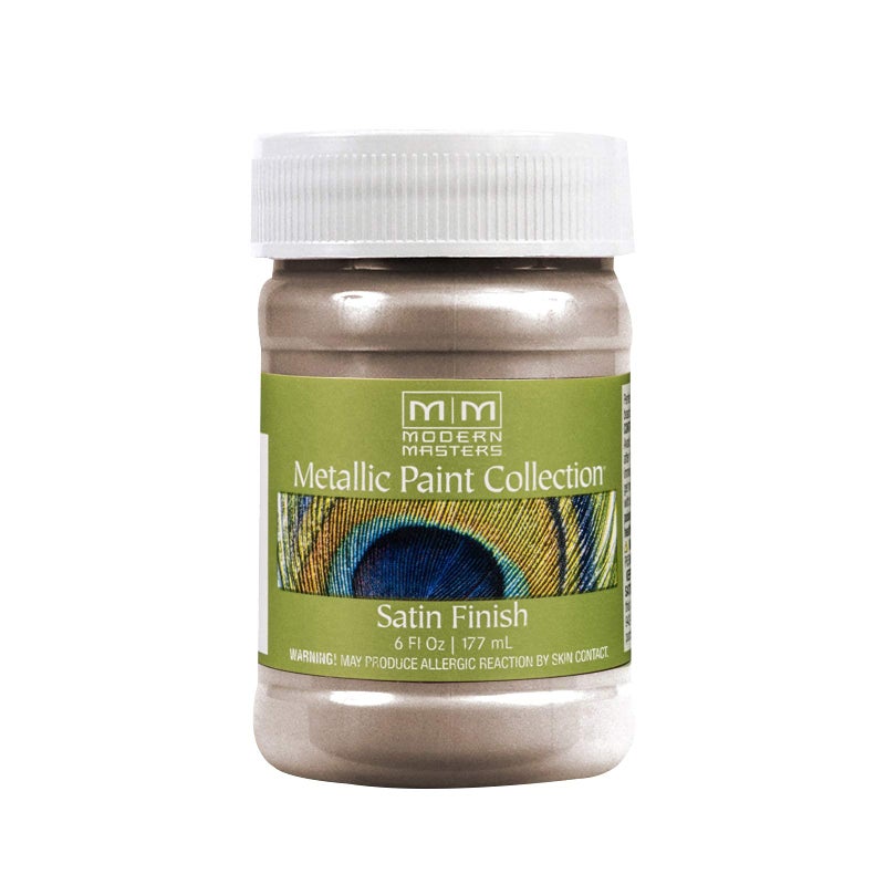 Modern Masters 6 oz Modern Masters ME221 Warm Silver Metallic Paint Collection, Satin Water-Based Decorative Metallic Paint - Image 1